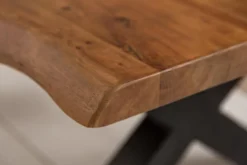 Massivholz Couchtisch MAMMUT 110cm Akazie Baumkante honey finish 3,5cm Tischplatte