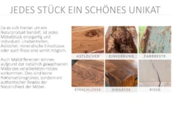 Massivholz Couchtisch MAMMUT 120cm Akazie natur V-Gestell schwarz 2,5cm Tischplatte