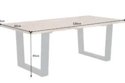 Massivholz Couchtisch MAMMUT 120cm Akazie natur V-Gestell schwarz 2,5cm Tischplatte