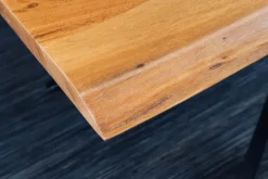 Massivholz Couchtisch MAMMUT 110cm Akazie schwarz 3,5cm Tischplatte Baumkante