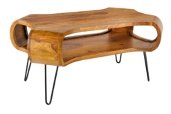 Massivholz Couchtisch ORGANIC LIVING 100cm braun Sheesham stone finish Hairpin Legs