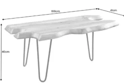 Massivholz Couchtisch WILD 100cm Akazie natur Hairpin Legs Baumkante