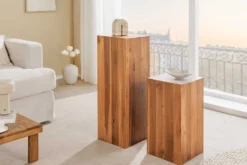 Massivholz Dekosäule COLUMNA 50cm braun Akazie Beistelltisch