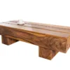 Massivholz Design Couchtisch BOLT 100cm braun Sheesham stone finish
