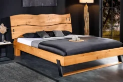 Massivholz Doppelbett AMAZONAS 180x200cm natur Wildeiche Baumkante