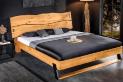 Massivholz Doppelbett AMAZONAS 180x200cm natur Wildeiche Baumkante