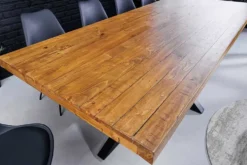 Massivholz Esstisch GALAXIE 200cm vintage braun Pinie recycelt Industrial Design