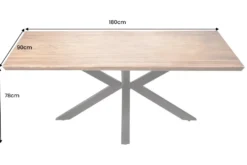 Massivholz Esstisch GALAXIE 180cm braun Sheesham stone finish Sterngestell Metall