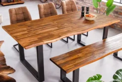 Massivholz Esstisch GENESIS 180cm natur anthrazit Akazie Baumkante Industrial Design