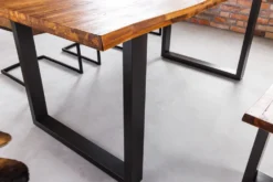 Massivholz Esstisch GENESIS 180cm natur anthrazit Akazie Baumkante Industrial Design