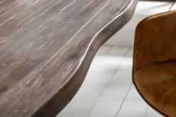 Massivholz Esstisch GENESIS VINTAGE 160cm braun Akazie schwarzes X-Gestell Baumkante