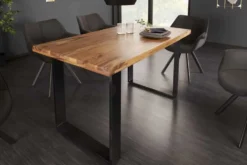 Massivholz Esstisch IRON CRAFT 140cm braun schwarz Sheesham stone finish Industrial