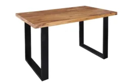 Massivholz Esstisch IRON CRAFT 140cm braun schwarz Sheesham stone finish Industrial
