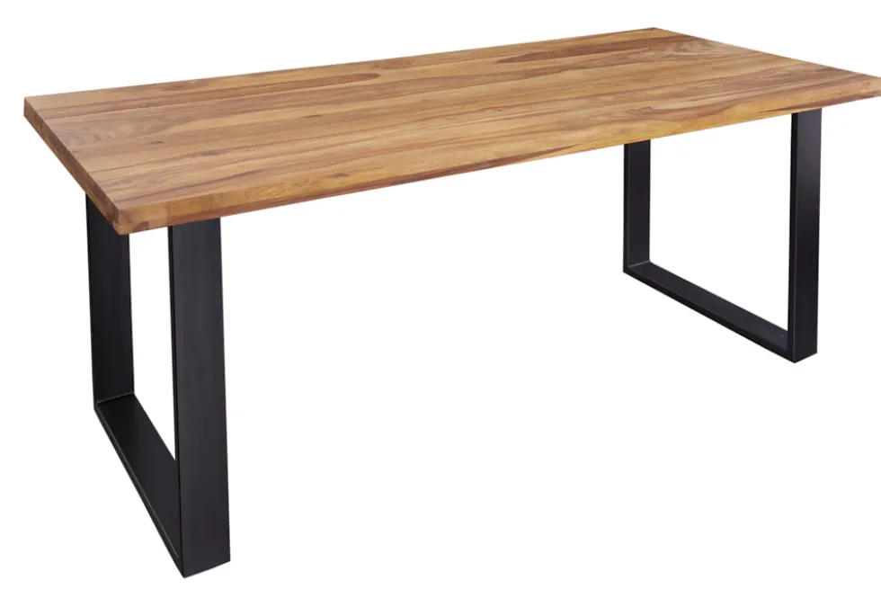 Massivholz Esstisch IRON CRAFT 200cm braun schwarz Sheesham stone finish Industrial