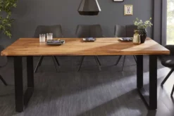 Massivholz Esstisch IRON CRAFT 180cm braun schwarz Sheesham stone finish Industrial