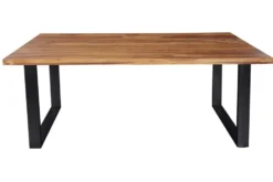 Massivholz Esstisch IRON CRAFT 180cm Sheesham stone finish Metallgestell schwarz