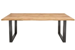 Massivholz Esstisch LIVING EDGE 180cm natur Wildeiche geölt Baumkante Kufengestell