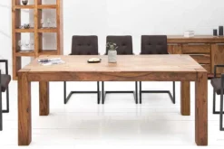 Massivholz Esstisch MAKASSAR 200cm braun Sheesham stone finish Holzbeine rechteckig