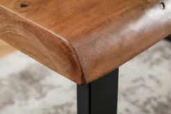 Massivholz Esstisch MAMMUT 180cm Akazie U-Gestell schwarz Baumkante 6cm Tischplatte