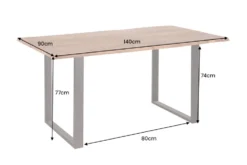 Massivholz Esstisch MAMMUT 140cm Wild-Akazie Baumkante Industrial Design 2,6cm Tischplatte