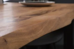 Massivholz Esstisch MAMMUT 140cm Wild-Akazie Baumkante Industrial Design 2,6cm Tischplatte