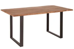 Massivholz Esstisch MAMMUT 160cm Wild-Akazie Industrial Design 2,6cm Tischplatte Baumkante