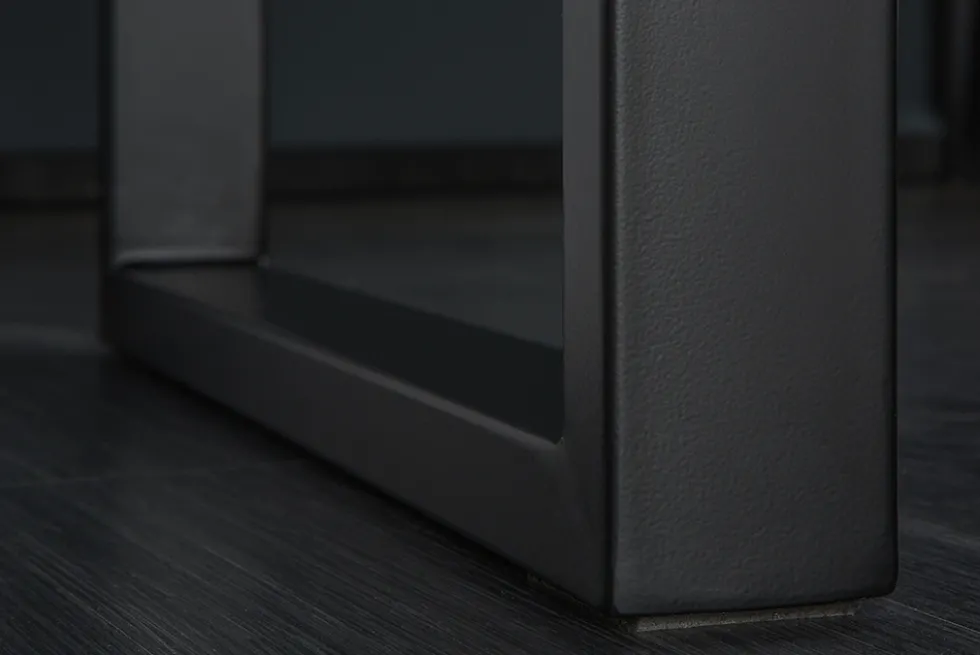 Massivholz Esstisch MAMMUT 200cm Akazie 3,5cm Tischplatte Baumkante Metall schwarz