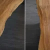 Massivholz Esstisch MAMMUT 200cm natur Akazie schwarz Baumkante 6cm Tischplatte