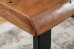 Massivholz Esstisch MAMMUT 200cm Akazie U-Gestell schwarz Metall Baumkante 6cm Tischplatte