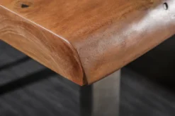 Massivholz Esstisch MAMMUT 200cm Akazie U-Gestell Edelstahl Baumkante 6cm Tischplatte