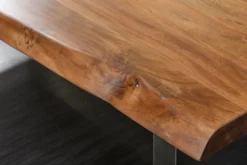 Massivholz Esstisch MAMMUT 180cm Akazie U-Gestell Edelstahl Baumkante 6cm Tischplatte