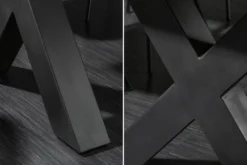 Massivholz Esstisch MAMMUT 180cm Akazie X-Gestell schwarz Baumkante 6cm Tischplatte