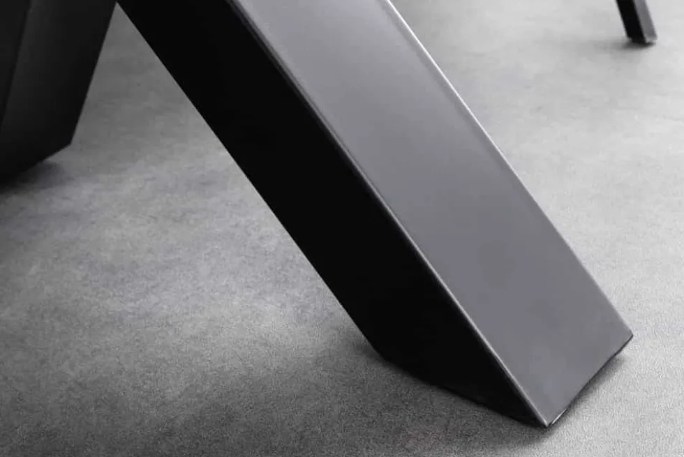 Massivholz Esstisch MAMMUT 200cm Akazie X-Gestell schwarz Metall Baumkante 5cm Tischplatte