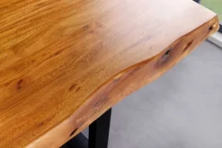 Massivholz Esstisch MAMMUT 200cm Akazie U-Gestell schwarz Metall Baumkante