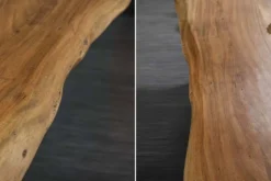 Massivholz Esstisch MAMMUT 220cm natur Akazie X-Gestell schwarz Metall Baumkante