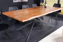 Massivholz Esstisch MAMMUT 200cm Akazie schwarz 3,5cm Tischplatte Baumkante