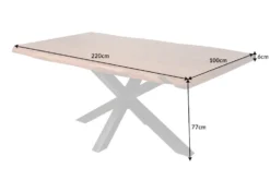 Massivholz Esstisch MAMMUT NATURE 220cm Akazie Metallgestell schwarz Baumkante 6cm Tischplatte