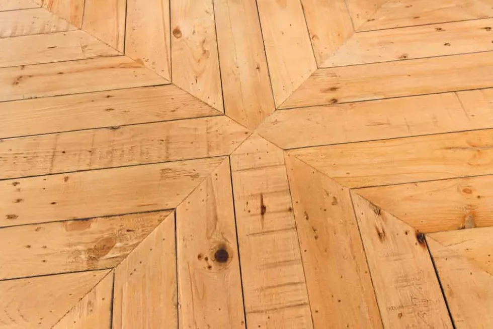Massivholz Esstisch MOSAIK 200cm natur Pinienholz recycelt Sterngestell