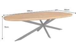 Massivholz Esstisch ORGANIC ARTWORK 240cm braun honey finish Akazie oval