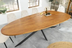 Massivholz Esstisch ORGANIC ARTWORK 240cm braun honey finish Akazie oval