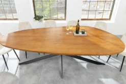 Massivholz Esstisch ORGANIC ARTWORK 240cm braun honey finish Akazie oval
