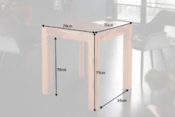 Massivholz Esstisch PURE 70cm braun Sheesham stone finish Bistrotisch quadratisch