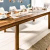 Massivholz Esstisch PURE 160-240cm braun Sheesham stone finish mit Ansteckplatten