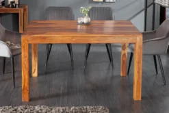 Massivholz Esstisch PURE 120cm braun Sheeshamholz stone finish einzigartige Maserung