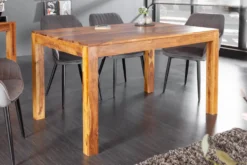 Massivholz Esstisch PURE 135cm braun Sheeshamholz stone finish einzigartige Maserung