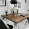 Massivholz Esstisch SCORPION 70cm vintage braun Akazie schwarze Metallbeine Hairpin Legs