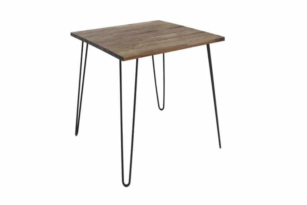 Massivholz Esstisch SCORPION 70cm vintage braun Akazie schwarze Metallbeine Hairpin Legs