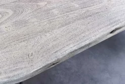 Massivholz Esstisch SCORPION 140cm grau Akazie Baumkante schwarze Metallbeine Hairpin Legs