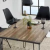 Massivholz Esstisch SCORPION 120cm braun Akazie schwarze Metallbeine Hairpin Legs Retro