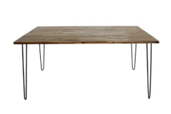 Massivholz Esstisch SCORPION 180cm braun Akazie schwarze Metallbeine Hairpin Legs Retro